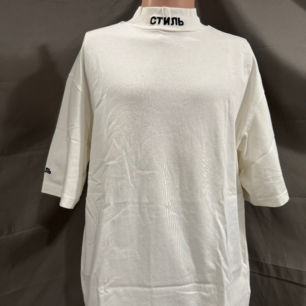 Heron Preston CTNMB Short-Sleeve Turtleneck White/Black Size Medium